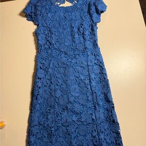 Lulu's Royal Blue Floral Lace Backless Dress
